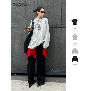 上衣 ETHOR SOLSOL 长袖 LOGO贴布绣T恤 设计师品牌 25秋冬新品