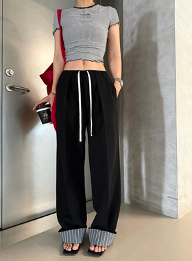 IMMI 25春夏新品  设计师品牌  醋酸翻边直筒长裤  SOLSOL买手店