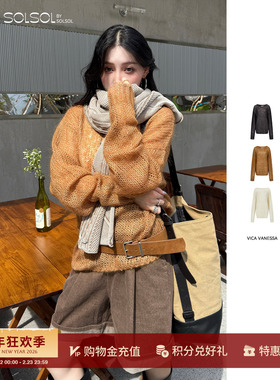 VICA VANESSA 设计师 25秋冬新品 镂空一字领毛衣 SOLSOL买手店