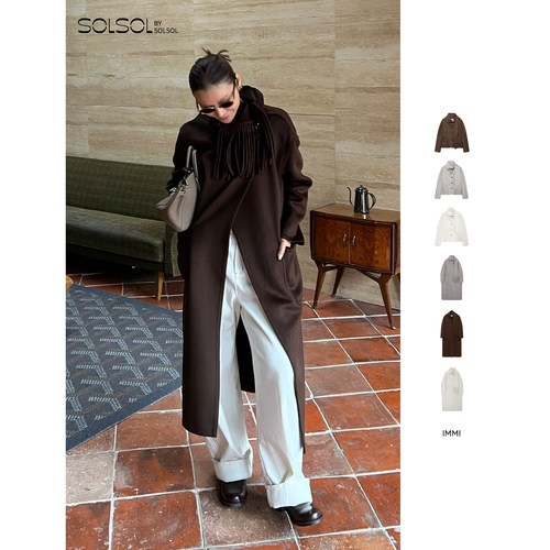 IMMI羊绒双面呢可拆围巾长短大衣