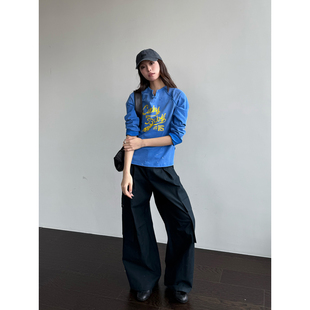 复古印花插肩长袖 SHORT SENTENCE 设计师26春夏新品 SOLSOL T恤