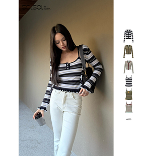 针织开衫 ODTD 26春夏新款 撞色条纹修身 上衣SOLSOL买手店 吊带