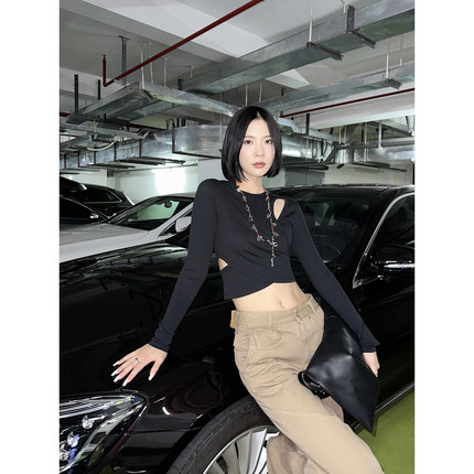 SOLSOL买手店 YCH设计师品牌 24春夏新款 挖洞圆领长袖上衣