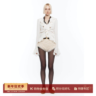 YCH 设计师品牌 25秋冬新款 蕾丝拼接荷叶边开襟衬衫SOLSOL买手店