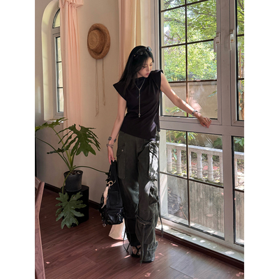 CNLEEWEI秋冬纯棉廓形口袋工装裤