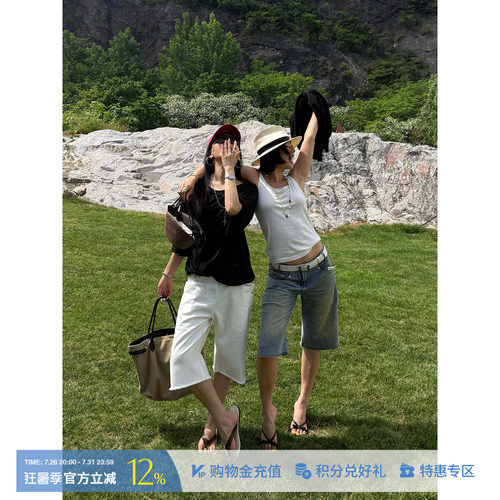 M1DNOTE宽松水洗牛仔做旧中裤