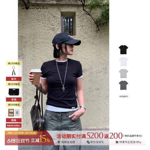 M1DNOTE休闲纯色圆领针织T