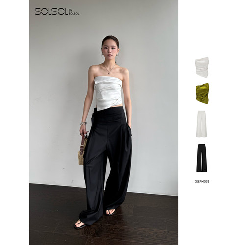 DEEPMOSS休闲纯色水泽抹胸/长裤