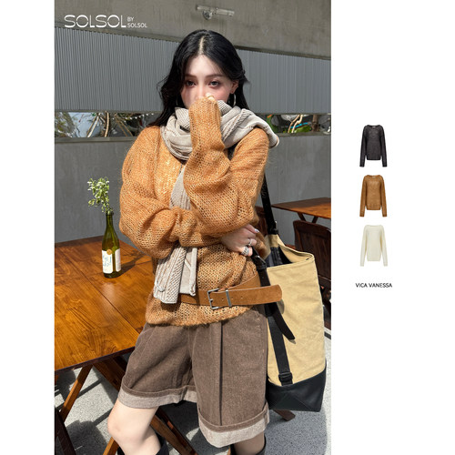 VICA VANESSA 设计师 25秋冬新品 镂空一字领毛衣 SOLSOL买手店
