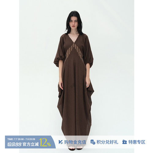 IISENSE纯色典雅长款连衣裙