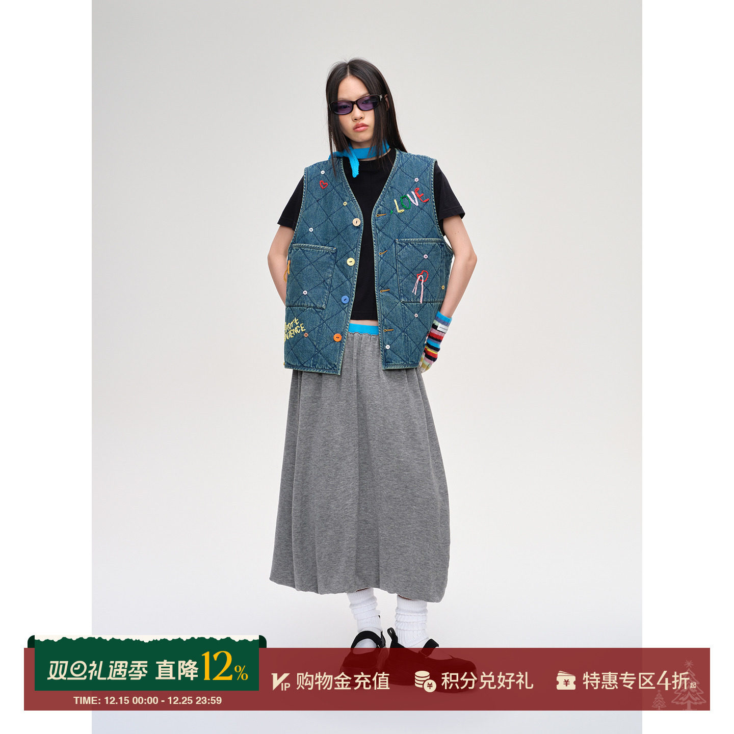 SHORTSENTENCE彩色牛仔棉马甲秋