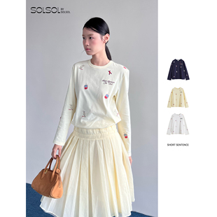 滑雪熊印花速干 SHORT SENTENCE 26早春新品 T恤SOLSOL 纯棉长袖