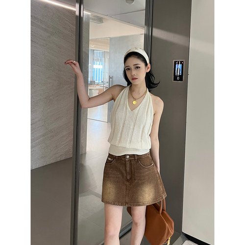 REREK 设计师 25春夏新品 复古做旧棕色A型短裙裤 SOLSOL买手店