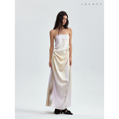 Layers 设计师品牌 25春夏新品 黄紫印花飘片抹胸裙 SOLSOL买手店