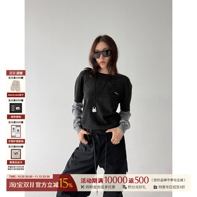 ETHOR假两件长袖针织上衣
