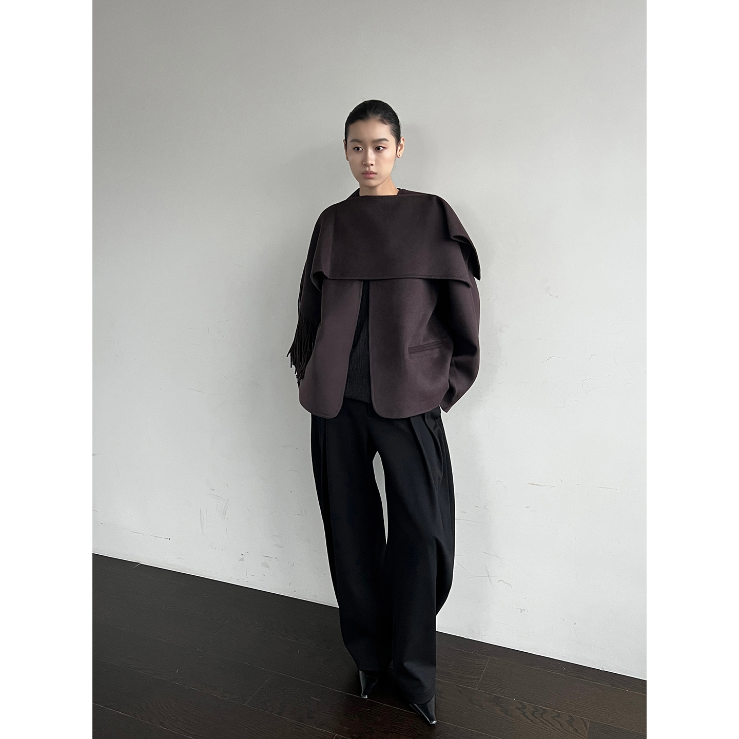 VIKTORIACHAN休闲羊绒围巾短外套