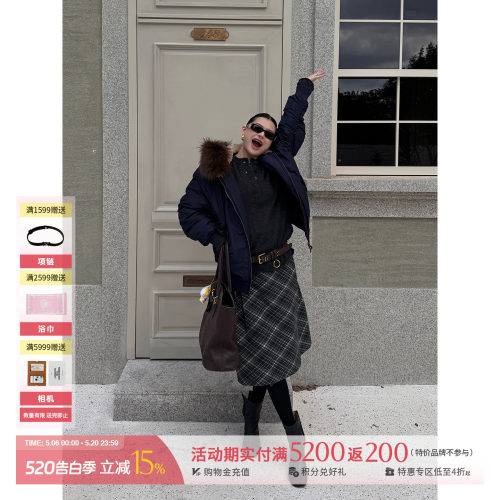 REFOUNDTEN腰头扣袢格子半裙女