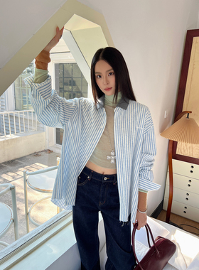 ANNAMOOER 设计师品牌25秋冬新品条纹亚麻polo领衬衫SOLSOL买手店
