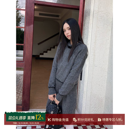 WMWM 设计师品牌 25秋冬新品牦牛绒蝴蝶结装饰长袖针织上衣SOLSOL