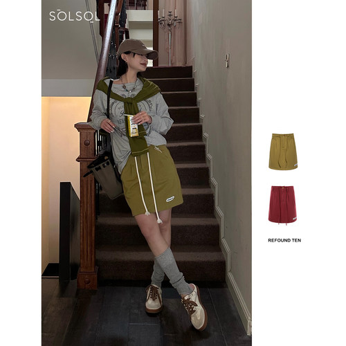 REFOUND TEN 设计师品牌 25春夏 抽绳运动休闲半身裙SOLSOL买手店