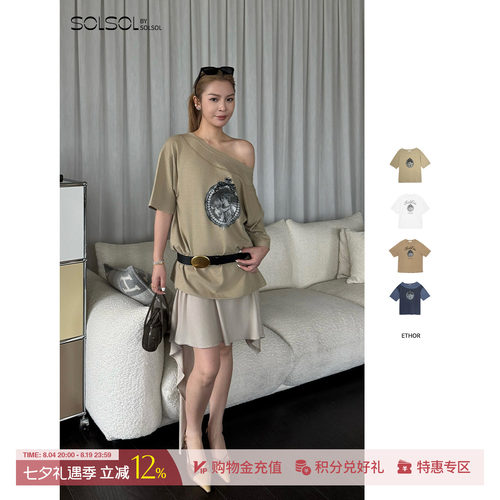 ETHOR丘比特印花做旧/水洗T恤