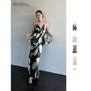 WHM 设计师 26夏季新款图案泡泡丝缎吊带背心/半裙 SOLSOL买手店