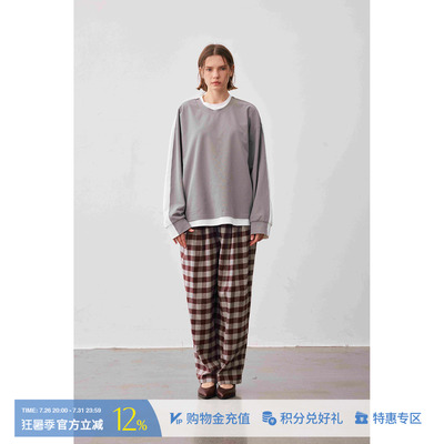 ANNAMOOER秋冬女士拼色腰小脚裤