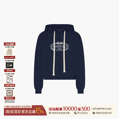 ETHORLOGO烫钻加绒连帽卫衣
