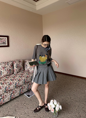 ANDAHALF 设计师 25春夏 格纹精纺羊毛百褶短半裙 SOLSOL买手店