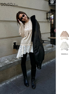 MANZANILLA 设计师25秋冬新款拼接蕾丝针织长袖长版TSOLSOL买手店