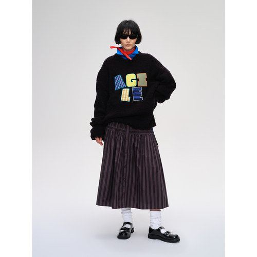 SHORTSENTENCE字母圆领针织上衣