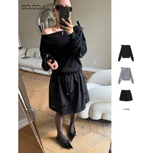 伞裙 ETHOR 纯色毛蝴蝶结一字领毛衣 25秋冬新品 SOLSOL 设计师