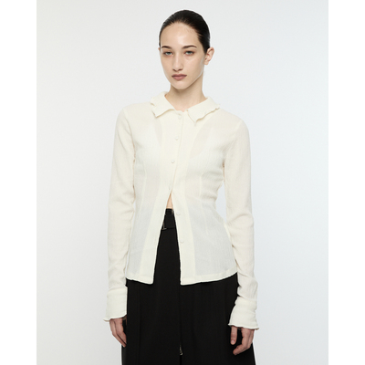 TOENN时尚修身女士皱领衬衫