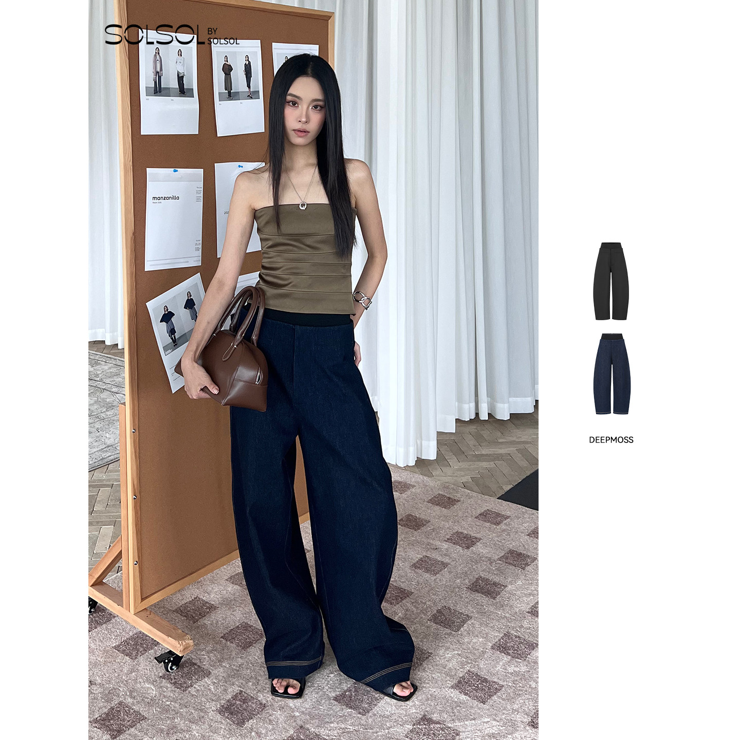 DEEPMOSS 设计师品牌 25早秋新品 层次腰头弹力牛仔香蕉裤 SOLSOL,女装/女士精品,休闲裤,淘宝优惠券,粉丝福利购,淘宝优惠卷