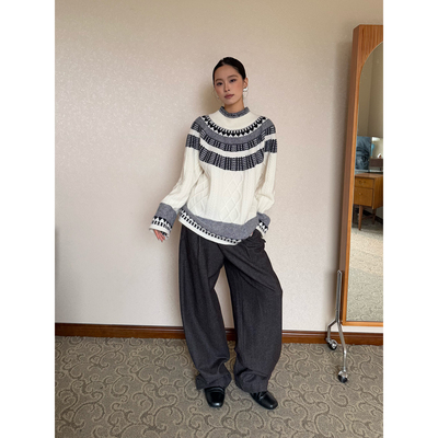 VIKTORIACHAN 26早春新品圆领多层次立体绞花费尔岛毛衣SOLSOL