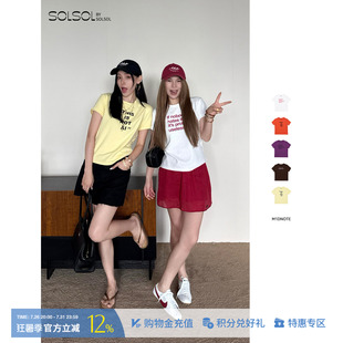 M1DNOTE 设计师26早秋新款宽松休闲女性宣言印花短袖T恤SOLSOL