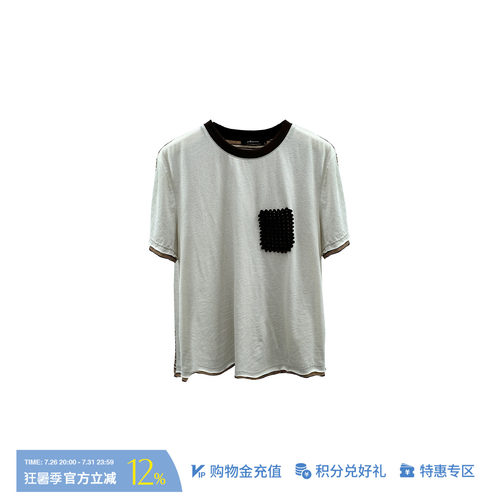 ANNENONO设计感正反拼接短袖T恤