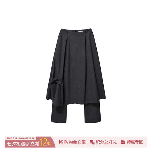 WMWM不对称蝴蝶结羊毛裤裙