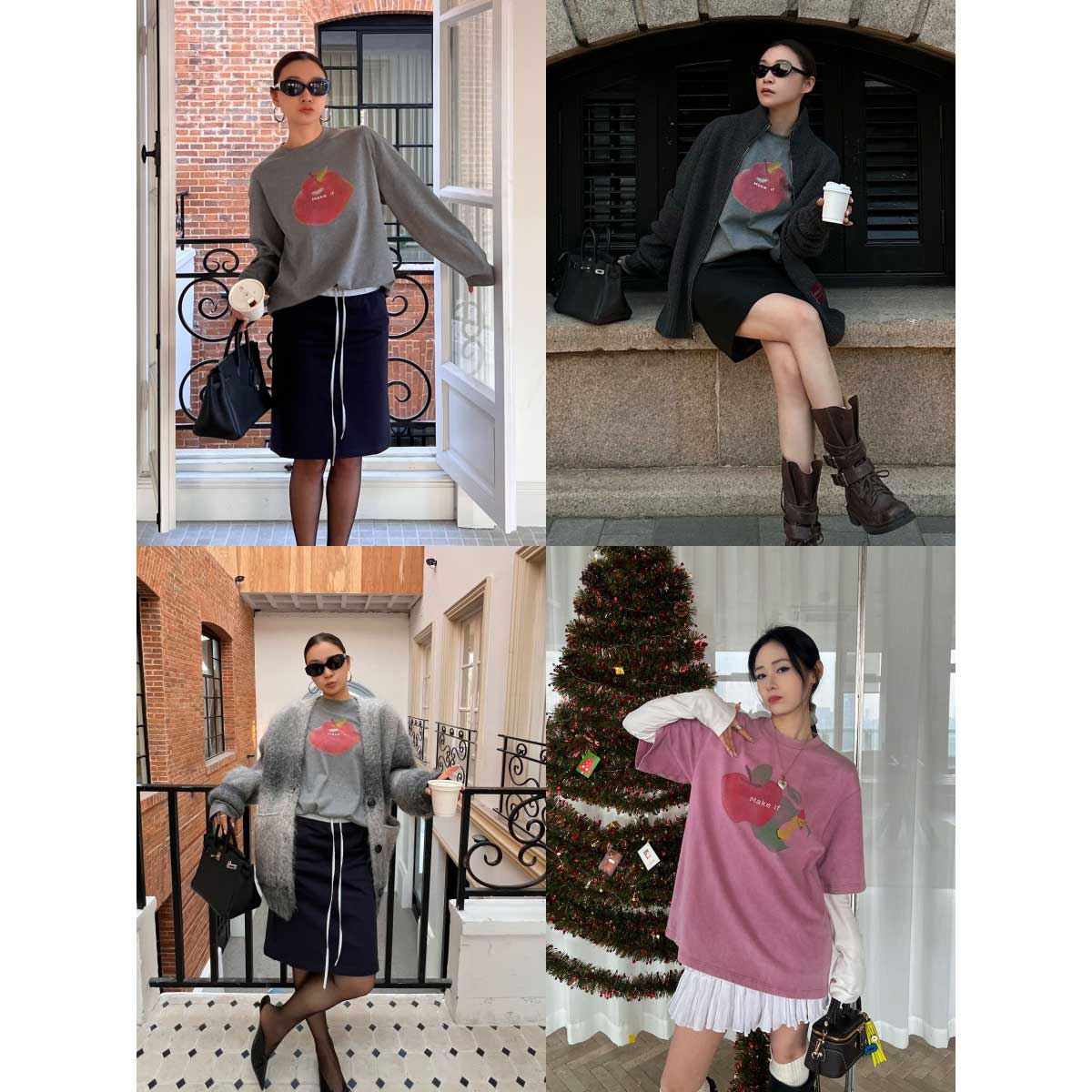 SOLSOL买手店 MAKE IF 25早春新品 双向奔富新年躺苹长袖短袖T恤