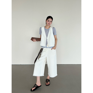 WHM 设计师26夏季新款重磅人字纹亚麻马甲/七分裤 SOLSOL买手店