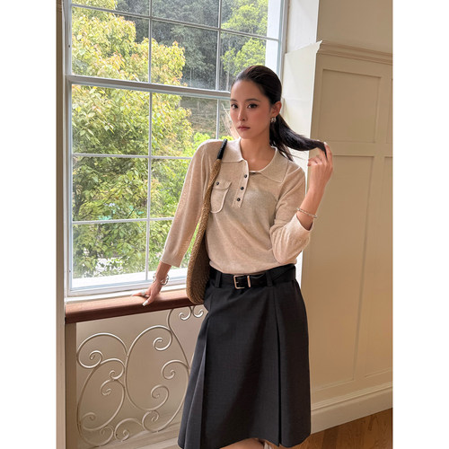 COTEMP休闲纯色翻领针织衫