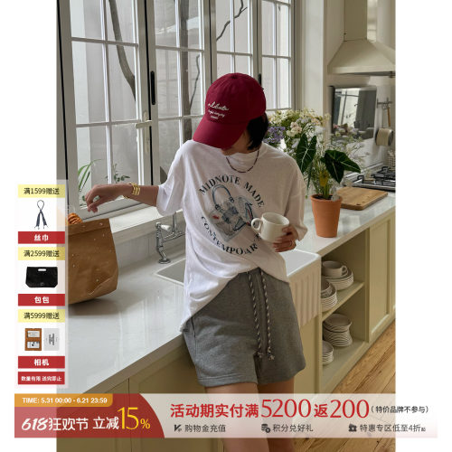 M1DNOTE印花廓形雪花棉肌理T恤