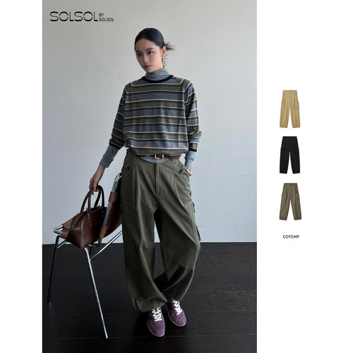 COTEMP秋冬纯棉纯色休闲工装裤