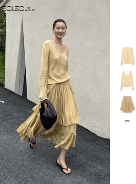 IMMI 设计师品牌 26早春桑蚕丝领开襟/圆弧领上衣 /半身裙SOLSOL
