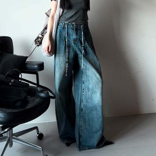 SOLSOL买手店 SHELLE ARTISTE 25早春新品 流苏直筒牛仔裤