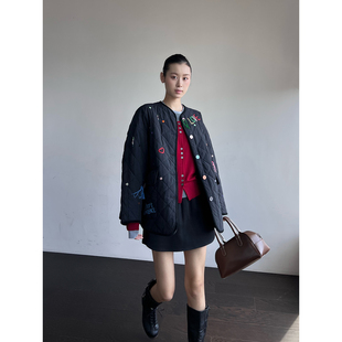 彩色线饰圆领棉服 SHORT 25秋冬新品 设计师 SOLSOL SENTENCE