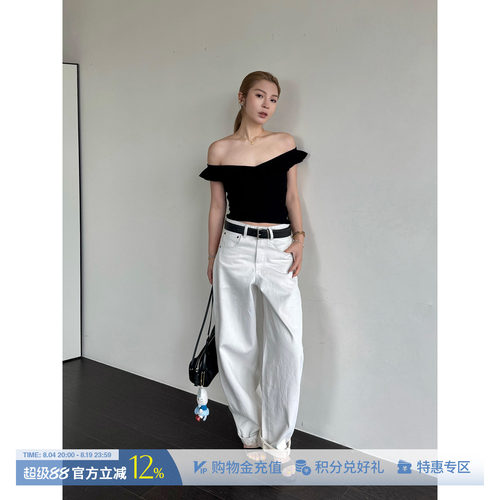 ETHOR简约纯色水洗直筒牛仔长裤