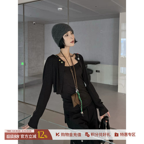 【特价款现货】SHORTSENTENCE25早春天丝羊毛装饰纽扣针织两件