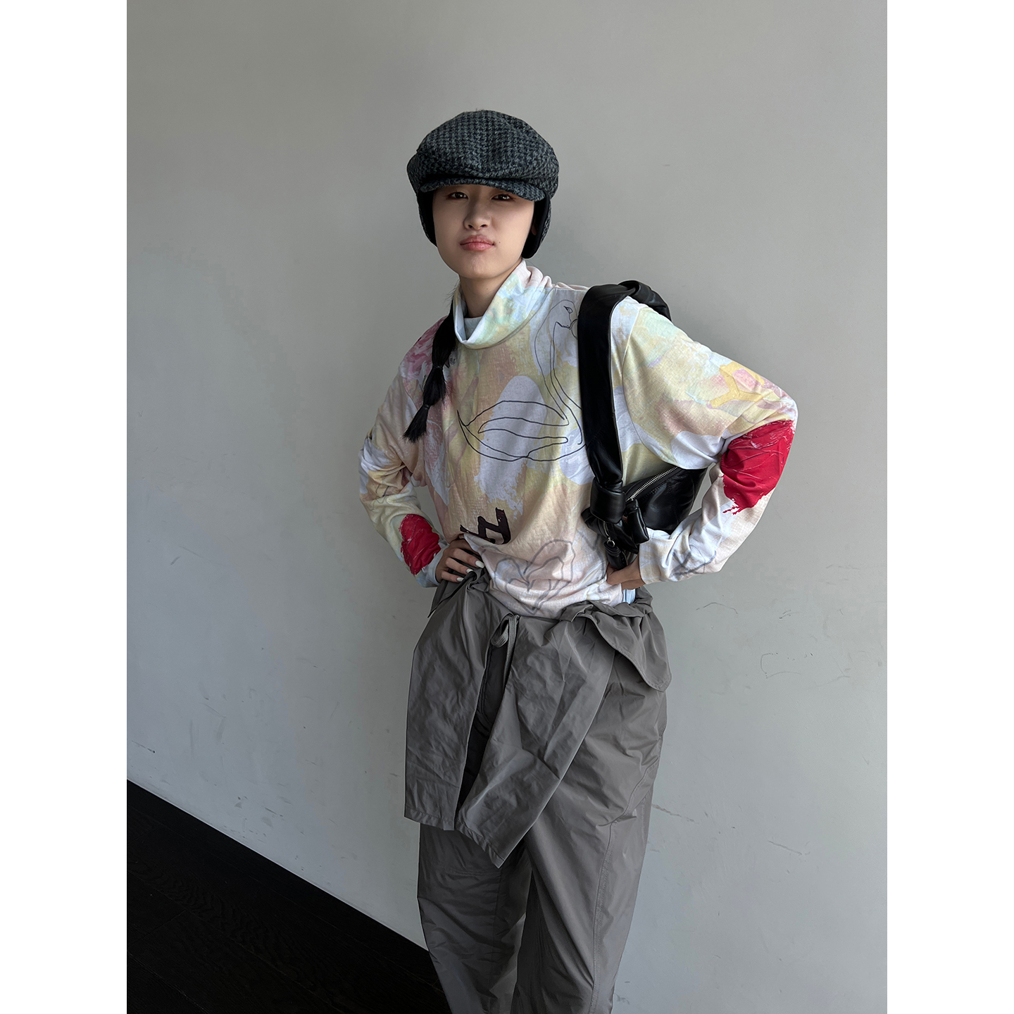OPENYY秋冬女士图案宽松高领t恤
