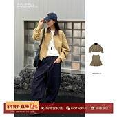 翻领牛角造型夹克外套 MANZANILLA 设计师25秋冬新品 双袋盖褶裙